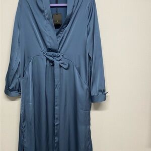 Massimo Dutti Satin Blue Robe